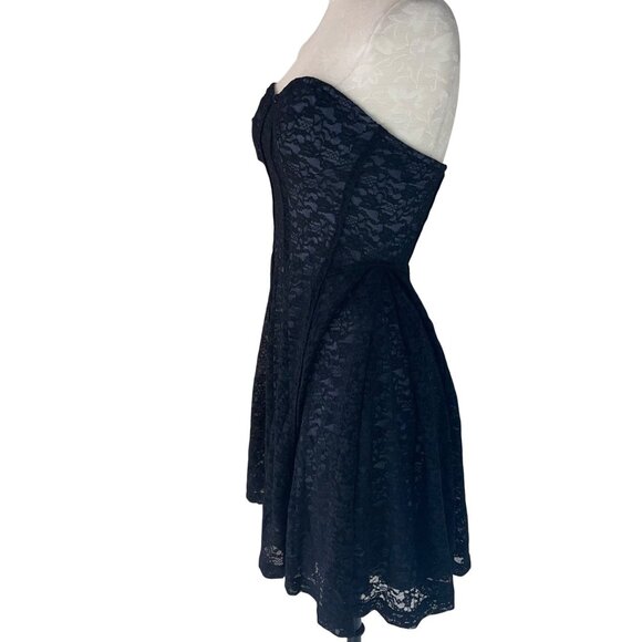 Victorias Secret Womens Dress Size Medium Black Lace Mini Pleated Party - Picture 2 of 12